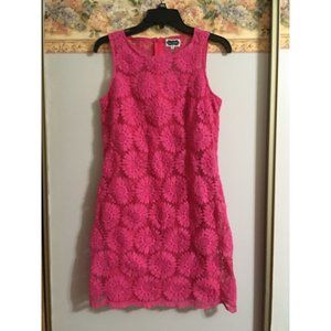 Mud Pie Small Pink Floral Crochet Lined Sleeveless Casual Occasion Dress